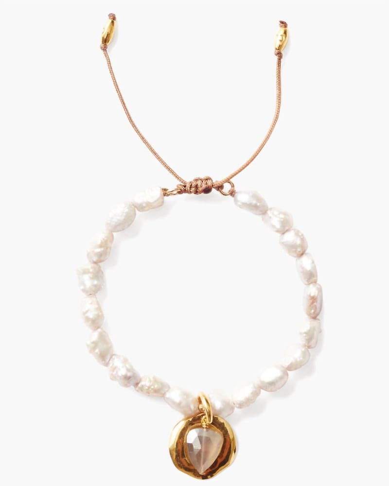 Front of a size O/S Pull-Tie Bracelet in White Pearl in White Pearl by CHAN LUU. | dia_product_style_image_id:331398